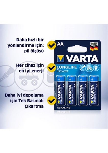 80 Adet Varta Longlife Power Aa Alkalin Kalem Pil
