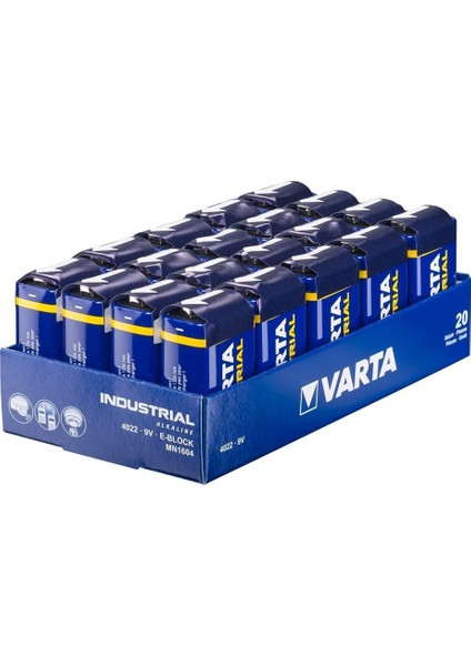 Endüstriyel Alkalin 9V Pil 20 Adet