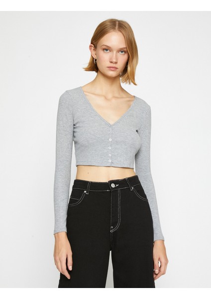 Koton Crop Düğmeli Hırka modelleri