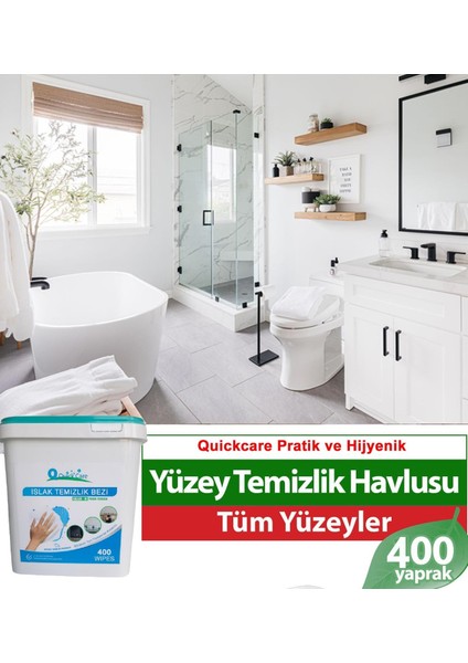 Dezenfektanlı Yüzey Temizlik Havlusu 400 Yaprak, Kova Mendil Aloe Vera Kokulu