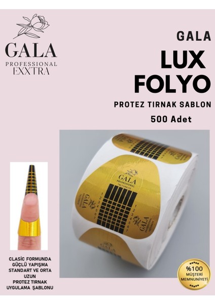 Exxtra Gala Altın Sarı Folyo Şablon 500'LÜ Protez Tırnak Uzatma