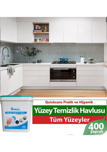 Dezenfektanlı Yüzey Temizlik Havlusu 400 Yaprak, Kova Mendil Aloe Vera Kokulu
