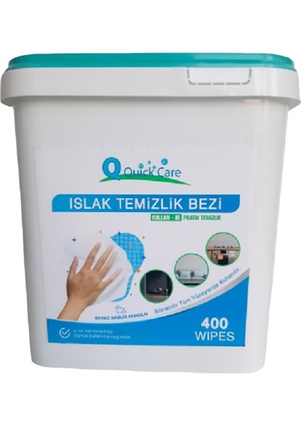 Dezenfektanlı Yüzey Temizlik Havlusu 400 Yaprak, Kova Mendil Aloe Vera Kokulu