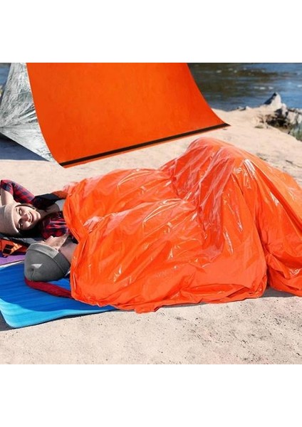 Açık Bivy Acil Uyku Tulumu Kamp Survival Termal Su Geçirmez Acil Dişli Kompakt Rüzgar Geçirmez Kamp Ekipmanları (Turuncu)(Yurt Dışından)