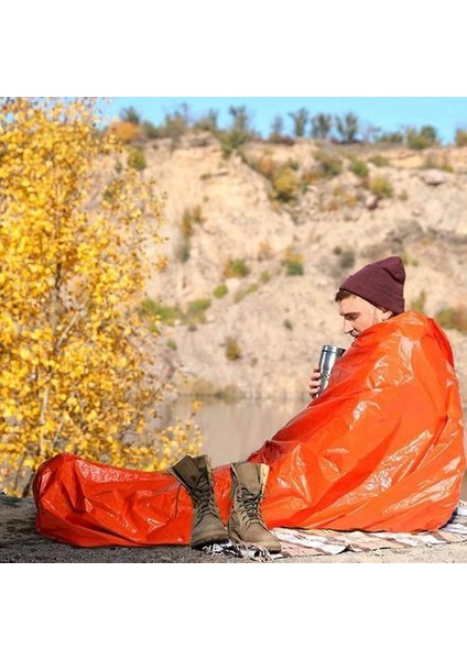 Açık Bivy Acil Uyku Tulumu Kamp Survival Termal Su Geçirmez Acil Dişli Kompakt Rüzgar Geçirmez Kamp Ekipmanları (Turuncu)(Yurt Dışından)