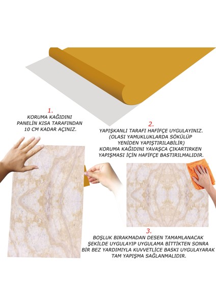 Kendinden Yapışkanlı Bej Mermer Desenli Pvc Panel 41x62 Cm 4 Adet 1 M²
