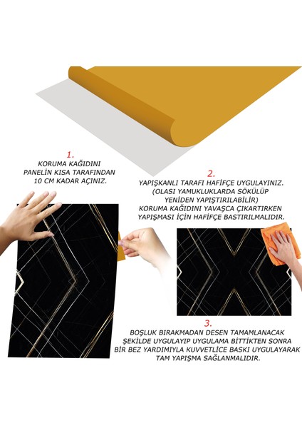 Kendinden Yapışkanlı Siyah Desenli Pvc Panel 41x62 Cm 4 Adet 1 M²