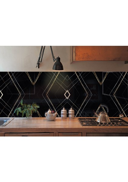 Kendinden Yapışkanlı Siyah Desenli Pvc Panel 41x62 Cm 4 Adet 1 M²