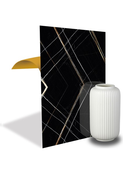 Kendinden Yapışkanlı Siyah Desenli Pvc Panel 41x62 Cm 4 Adet 1 M²