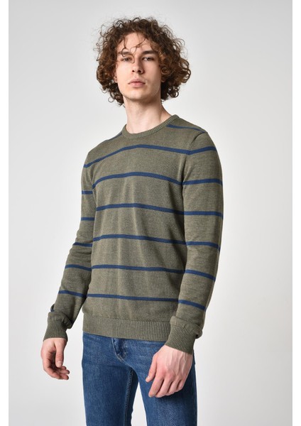 Çizgili Pamuklu Kazak (E22-5703)