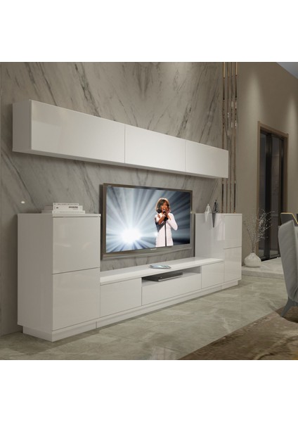Trendstyle 9s Mdf Tv Ünitesi Tv Sehpası Parlak Beyaz