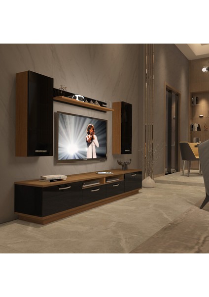 Trendstyle 5220D Mdf Tv Ünitesi Tv Sehpası Ceviz Siyah