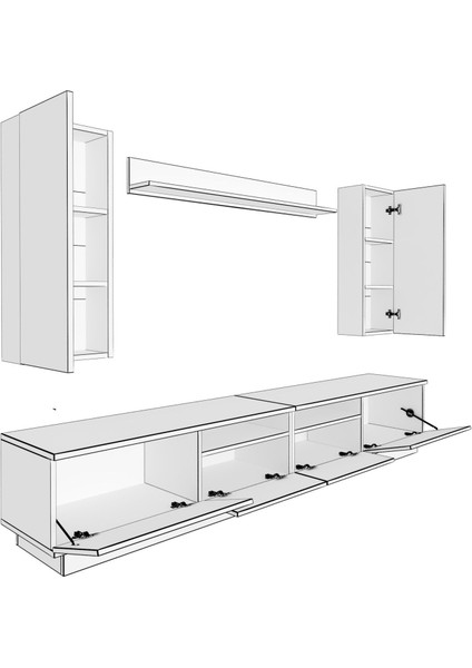 Trendstyle 5220D Mdf Tv Ünitesi Tv Sehpası Ceviz Siyah