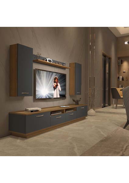 Trendstyle 5220D Mdf Tv Ünitesi Tv Sehpası Pera Antrasit