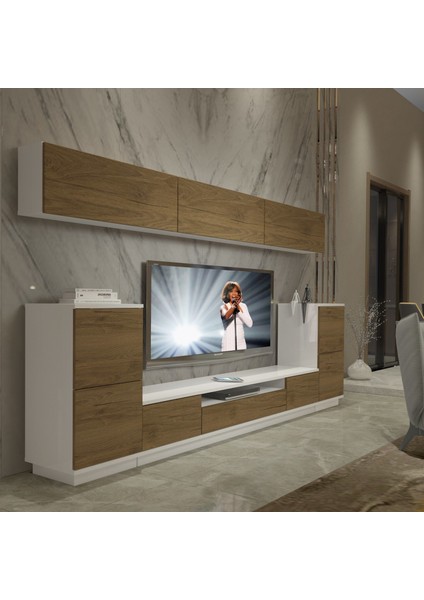 Trendstyle 9s Mdf Tv Ünitesi Tv Sehpası Beyaz Pera