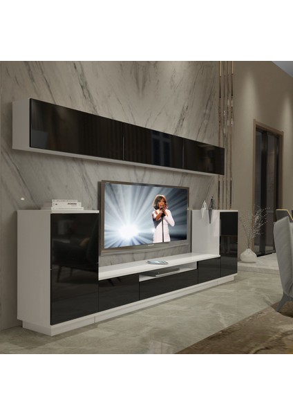 Trendstyle 9s Mdf Tv Ünitesi Tv Sehpası Beyaz Siyah