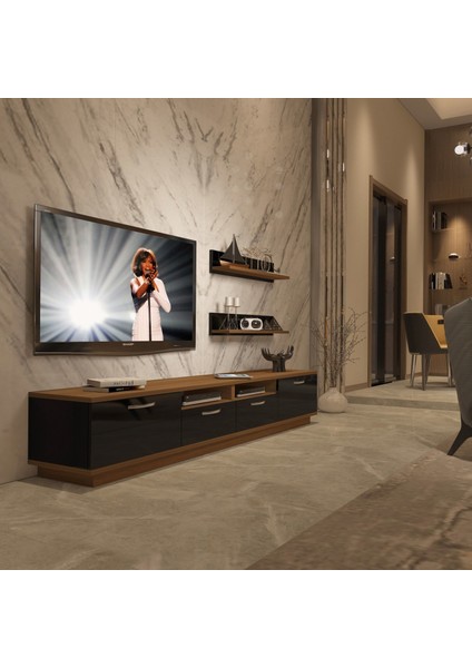 Trendstyle 220 Mdf Tv Ünitesi Tv Sehpası Ceviz Siyah
