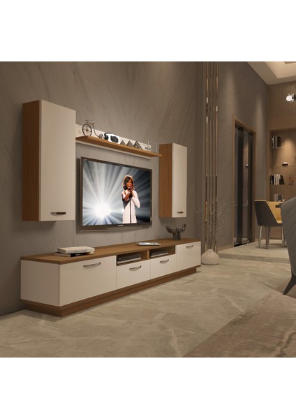 Trendstyle 5220D Slm Tv Ünitesi Tv Sehpası Ceviz Beyaz