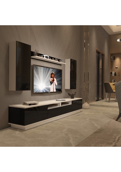 Trendstyle 5220DS Mdf Tv Ünitesi Tv Sehpası Beyaz Siyah