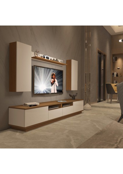 Trendstyle 5220DS Mdf Tv Ünitesi Tv Sehpası Ceviz Beyaz