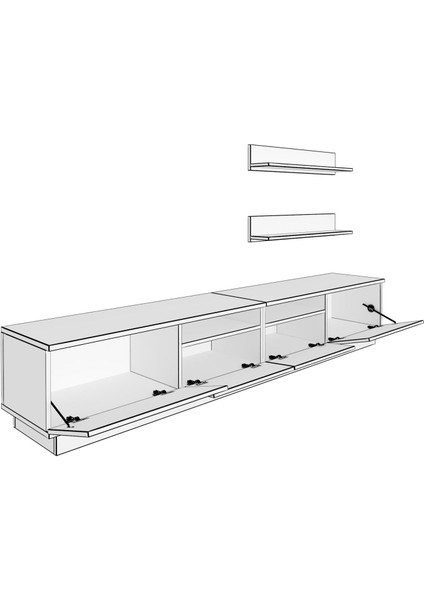Trendstyle 220RS Mdf Tv Ünitesi Tv Sehpası Ceviz Siyah Mermer fiyatları