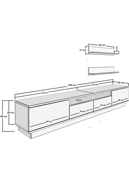 Trendstyle 220RS Mdf Tv Ünitesi Tv Sehpası Ceviz Siyah Mermer modelleri