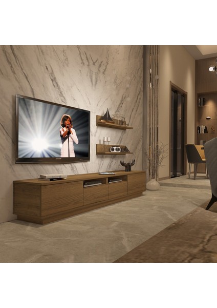 Trendstyle 220RS Mdf Tv Ünitesi Tv Sehpası Naturel Pera