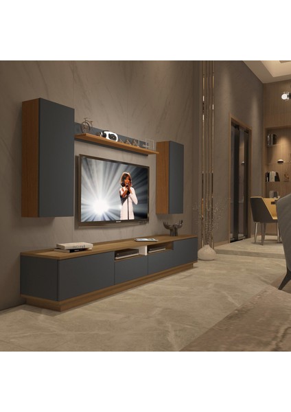 Trendstyle 5220DS Mdf Tv Ünitesi Tv Sehpası Pera Antrasit