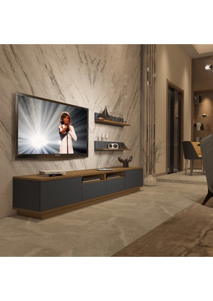 Trendstyle 220RS Mdf Tv Ünitesi Tv Sehpası Pera Antrasit