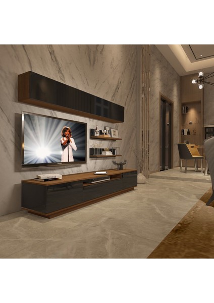 Trendstyle 5s Slm Tv Ünitesi Tv Sehpası Ceviz Siyah