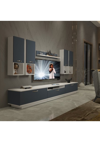 Trendstyle 8da Mdf Tv Ünitesi Tv Sehpası Beyaz Antrasit