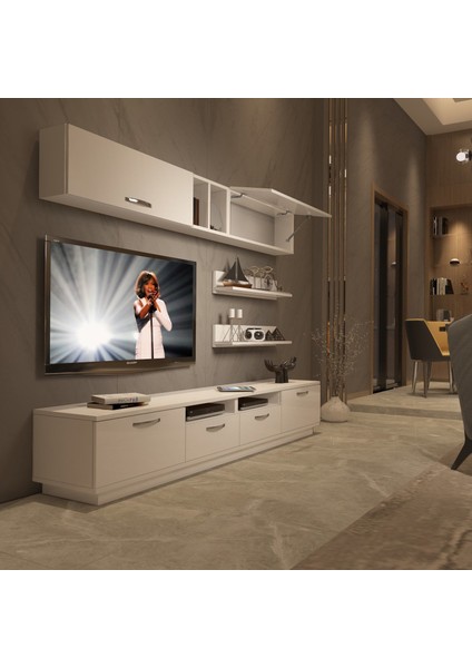 Trendstyle 5220 Mdf Tv Ünitesi Tv Sehpası Parlak Beyaz