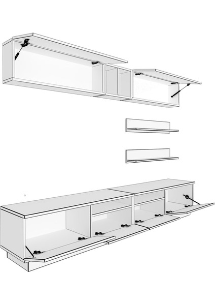 Trendstyle 5220 Mdf Tv Ünitesi Tv Sehpası Beyaz Antrasit