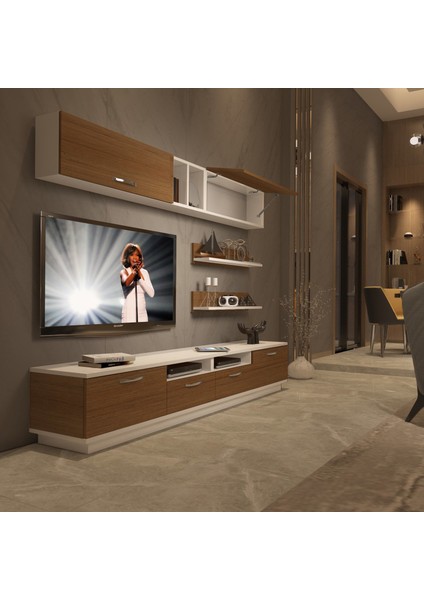 Trendstyle 5220 Mdf Tv Ünitesi Tv Sehpası Beyaz Ceviz
