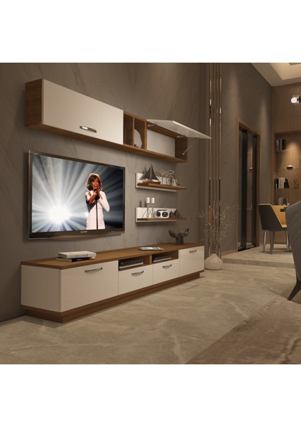 Trendstyle 5220 Mdf Tv Ünitesi Tv Sehpası Ceviz Beyaz