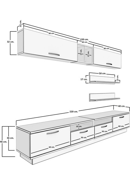 Trendstyle 5220 Mdf Tv Ünitesi Tv Sehpası Ceviz Beyaz modelleri