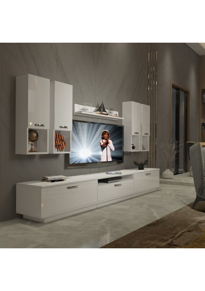 Trendstyle 8da Slm Tv Ünitesi Tv Sehpası Parlak Beyaz