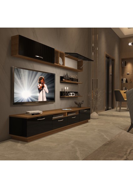 Trendstyle 5220 Mdf Tv Ünitesi Tv Sehpası Ceviz Siyah