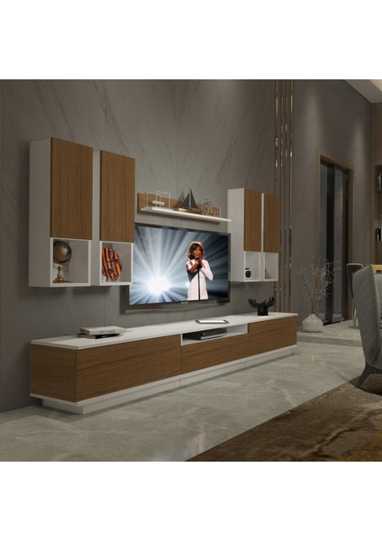 Trendstyle 8das Mdf Tv Ünitesi Tv Sehpası Beyaz Ceviz