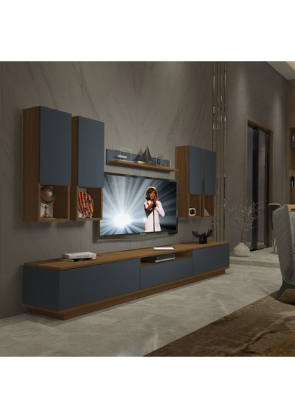 Trendstyle 8das Mdf Tv Ünitesi Tv Sehpası Ceviz Antrasit