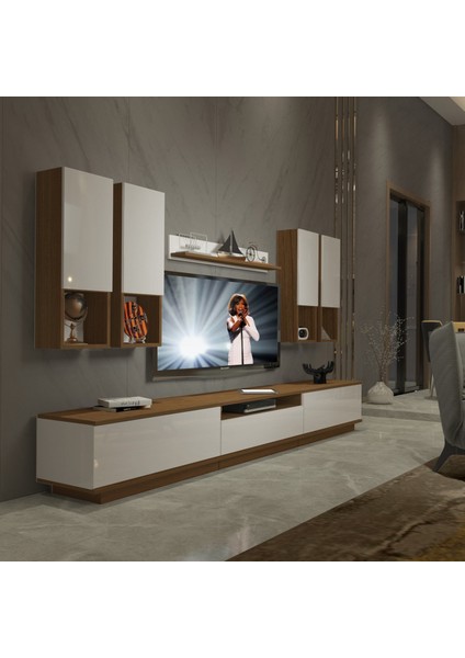 Trendstyle 8das Mdf Tv Ünitesi Tv Sehpası Ceviz Beyaz