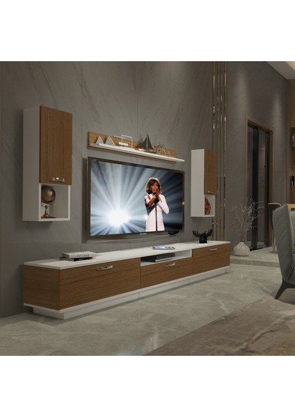 Trendstyle 270DA Slm Tv Ünitesi Tv Sehpası Beyaz Ceviz