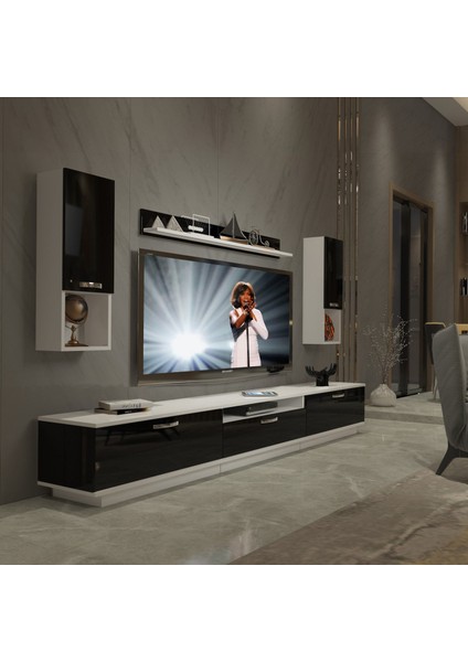 Trendstyle 270DA Slm Tv Ünitesi Tv Sehpası Beyaz Siyah