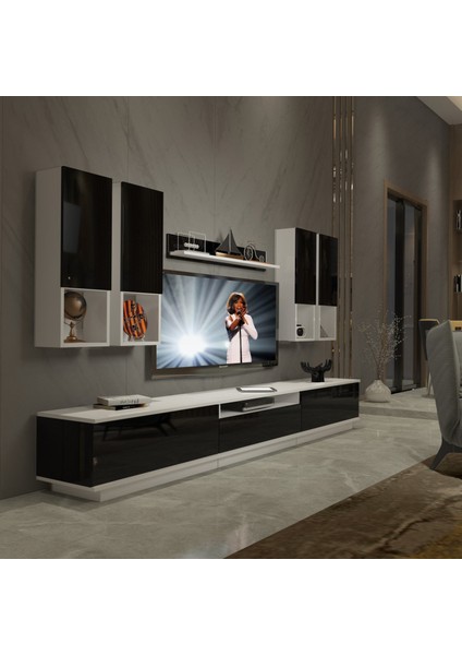 Trendstyle 8das Slm Tv Ünitesi Tv Sehpası Beyaz Siyah