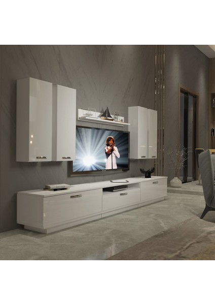 Trendstyle 8d Mdf Tv Ünitesi Tv Sehpası Parlak Beyaz