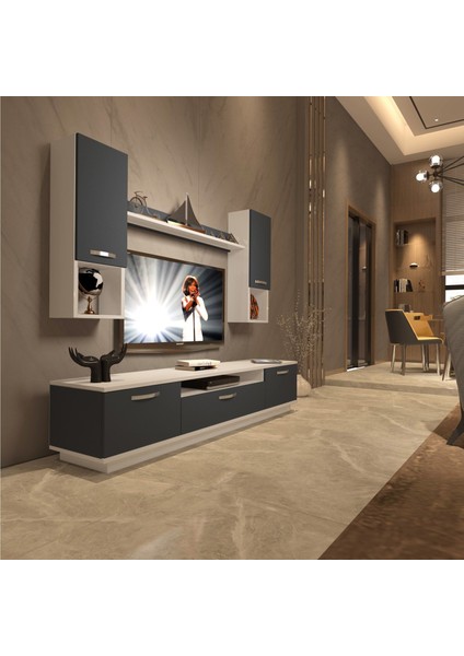 Trendstyle 5da Mdf Tv Ünitesi Tv Sehpası Beyaz Antrasit