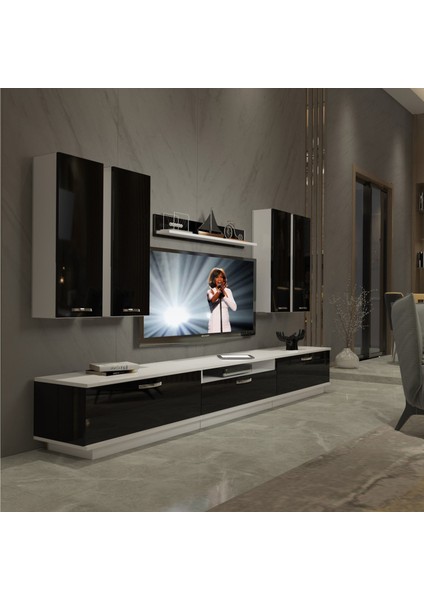 Trendstyle 8d Slm Tv Ünitesi Tv Sehpası Beyaz Siyah