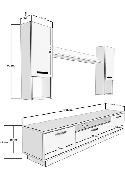 Trendstyle 5da Mdf Tv Ünitesi Tv Sehpası Ceviz Siyah Mermer modelleri