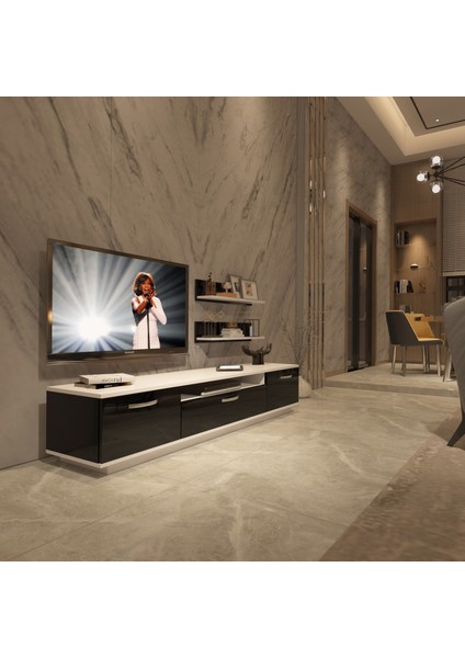 Trendstyle 4 Mdf Tv Ünitesi Tv Sehpası Beyaz Siyah