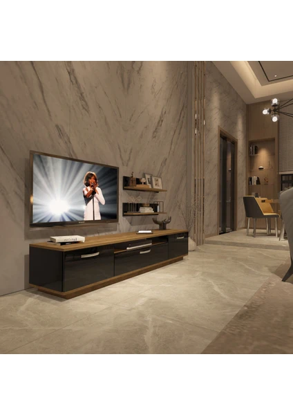 Trendstyle 4 Mdf Tv Ünitesi Tv Sehpası Pera Siyah